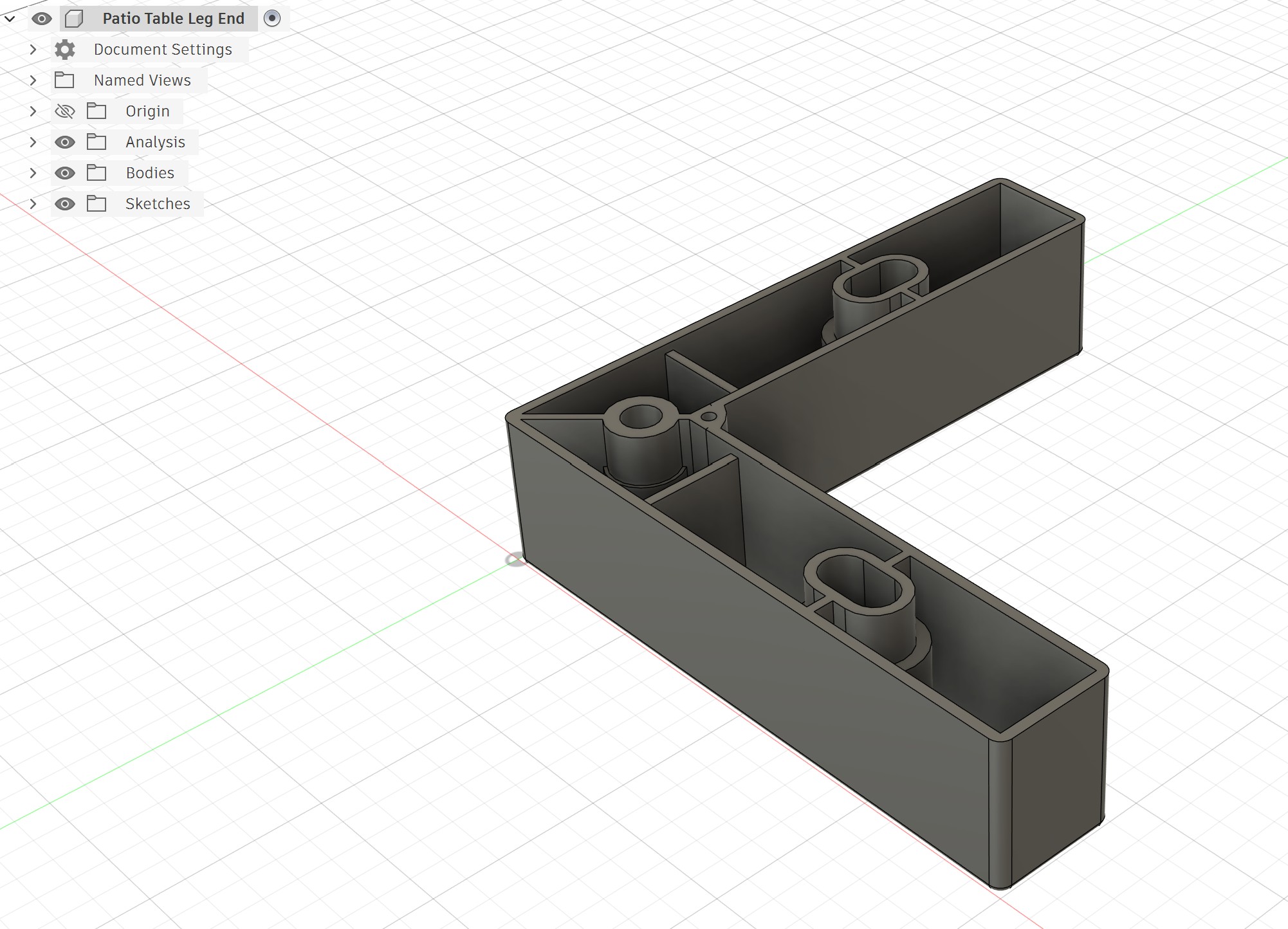 Patio chair foot model designed in Autodesk Fusion
